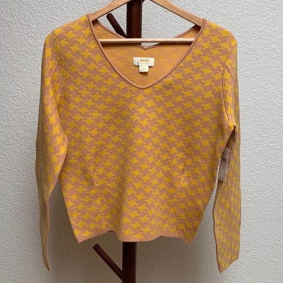 Maeve Mustard V-Neck Sweater